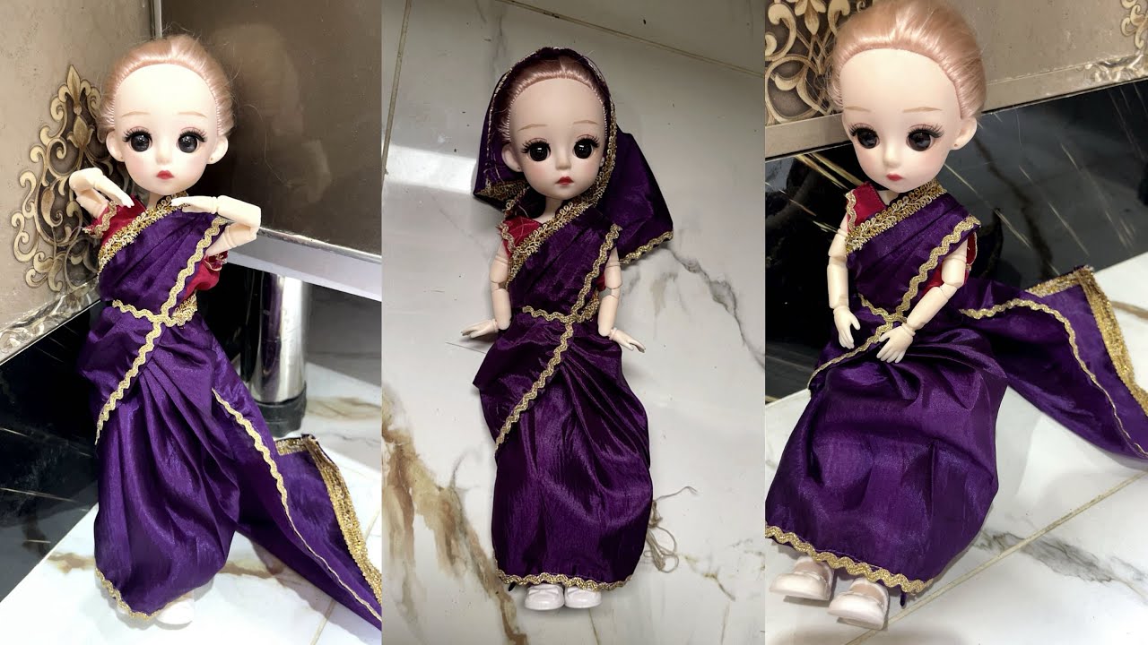 barbie saree look🥰||doll saree ideas||beautiful and elegant saree for doll