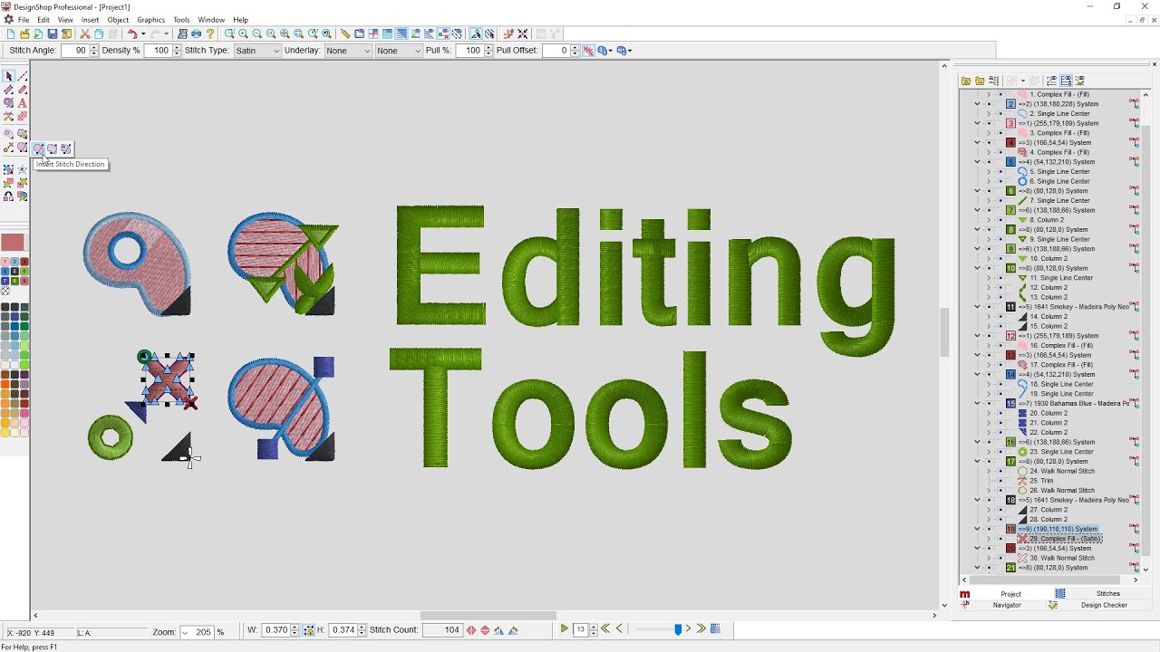 Editing Tools & Adding Stitches to Vector Elements