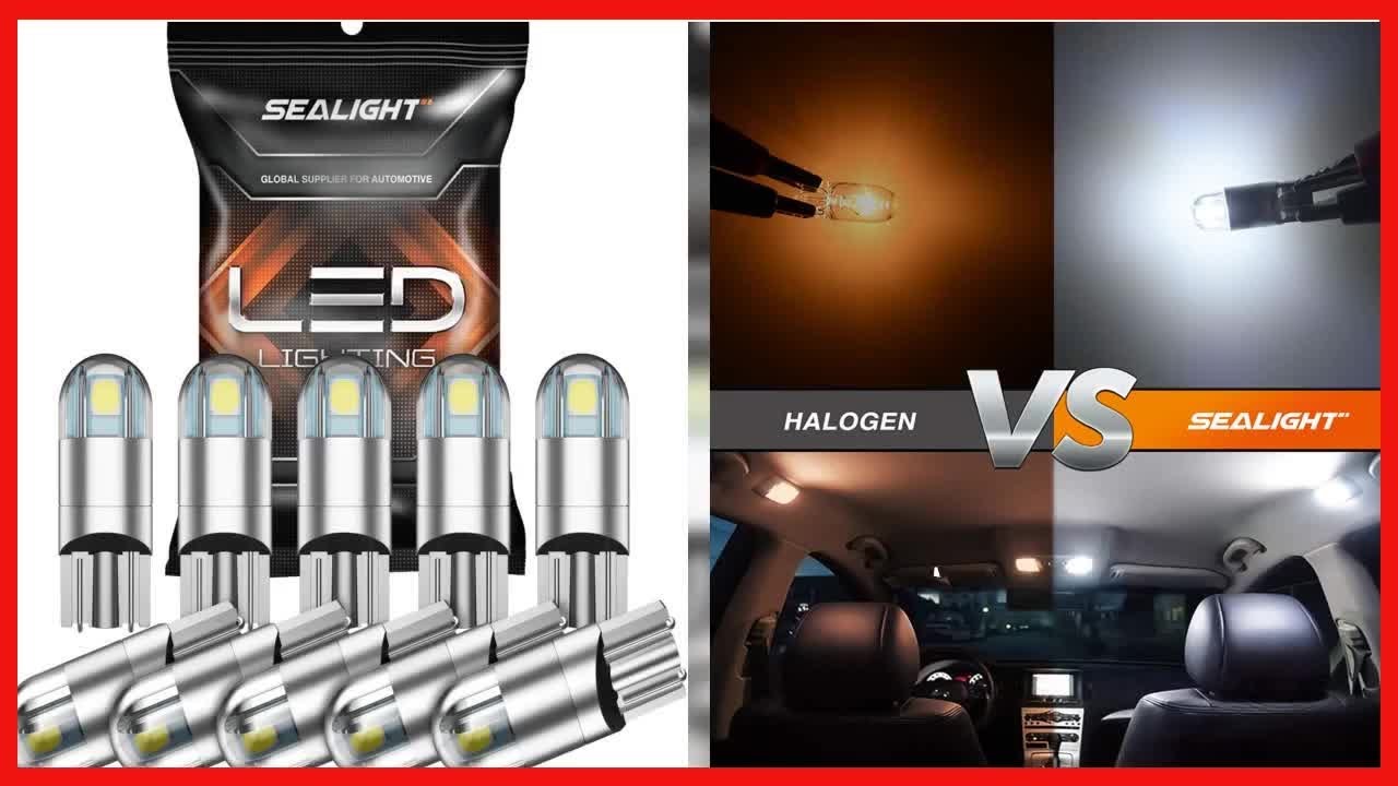 SEALIGHT 194 LED Bulbs 6000K White, 168 2825 T10 W5W 3030 Bright LED Chips, Dome Light, Map Light,