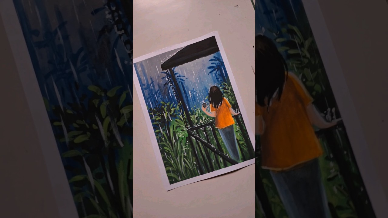 Rainy day painting 🖌✨️🌧 #painting #gouachepainting #gouache #artshorts #artist #art #raining