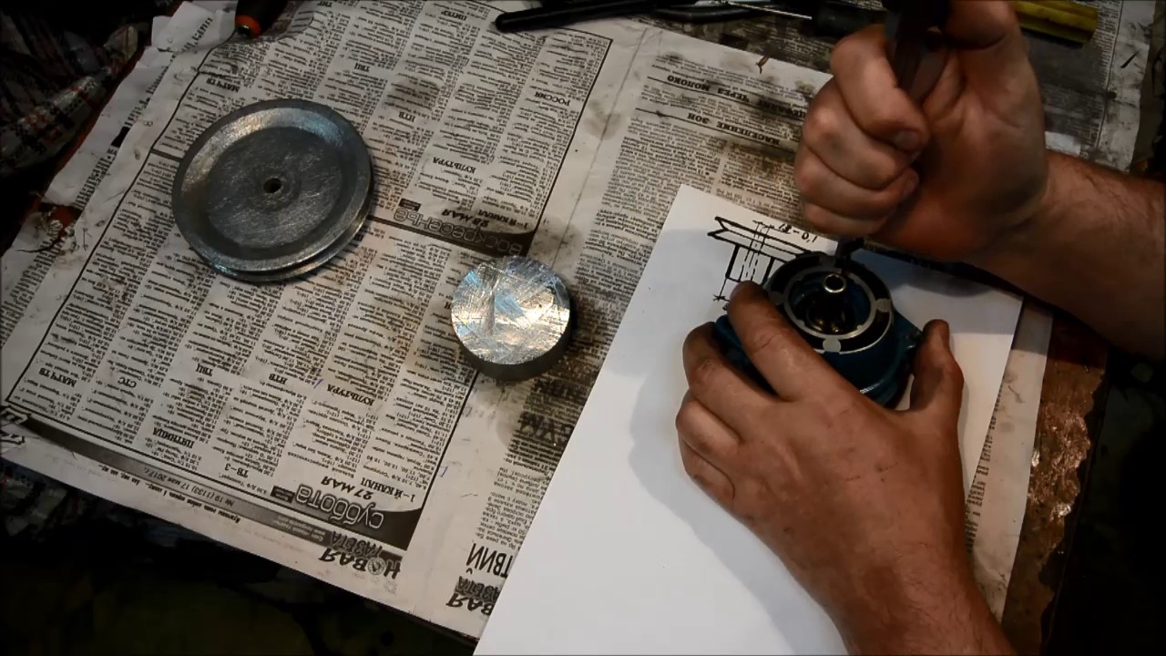 Изготавливаем переходник под шкив для триммерного мотора