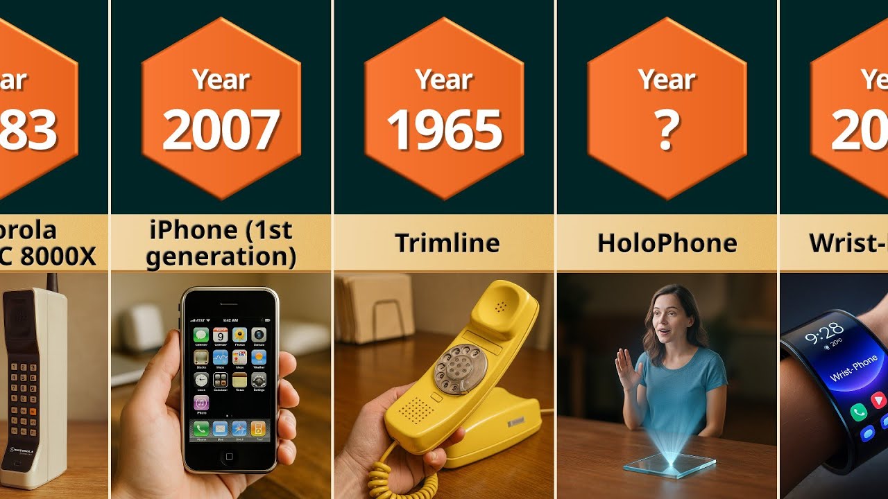 Evolution of Phones (1876–2050) — From Bell’s Prototype to Future Neural-Link Devices