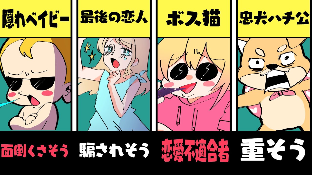 【全16種類】ラブタイプ診断？！全部ド偏見で語ります！