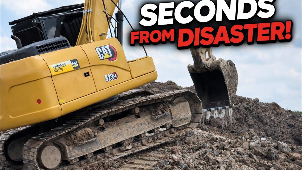 One Wrong Move and This CAT Excavator Could Slide Down!