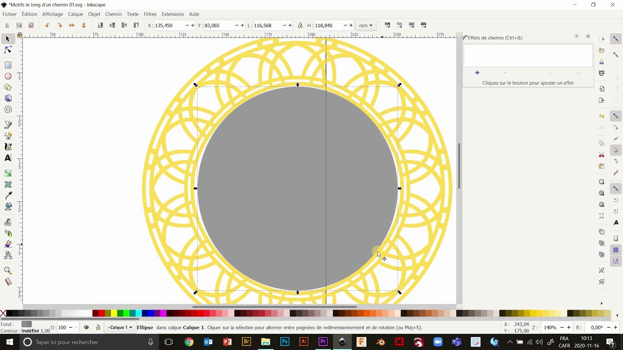 Inkscape 9 SR, placer un motif le long d'un chemin