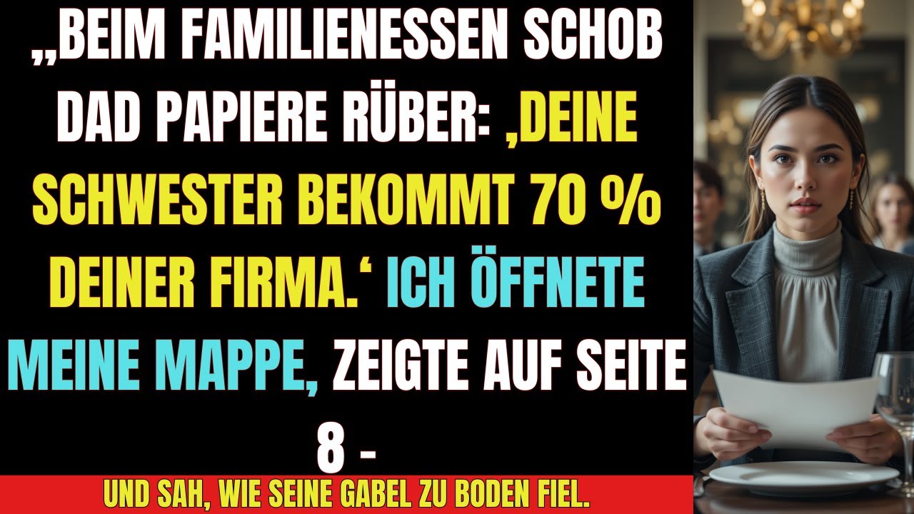 „Mein Vater forderte, dass meine Schwester 70 % bekommt – meine Antwort ließ seine Gabel fallen…“