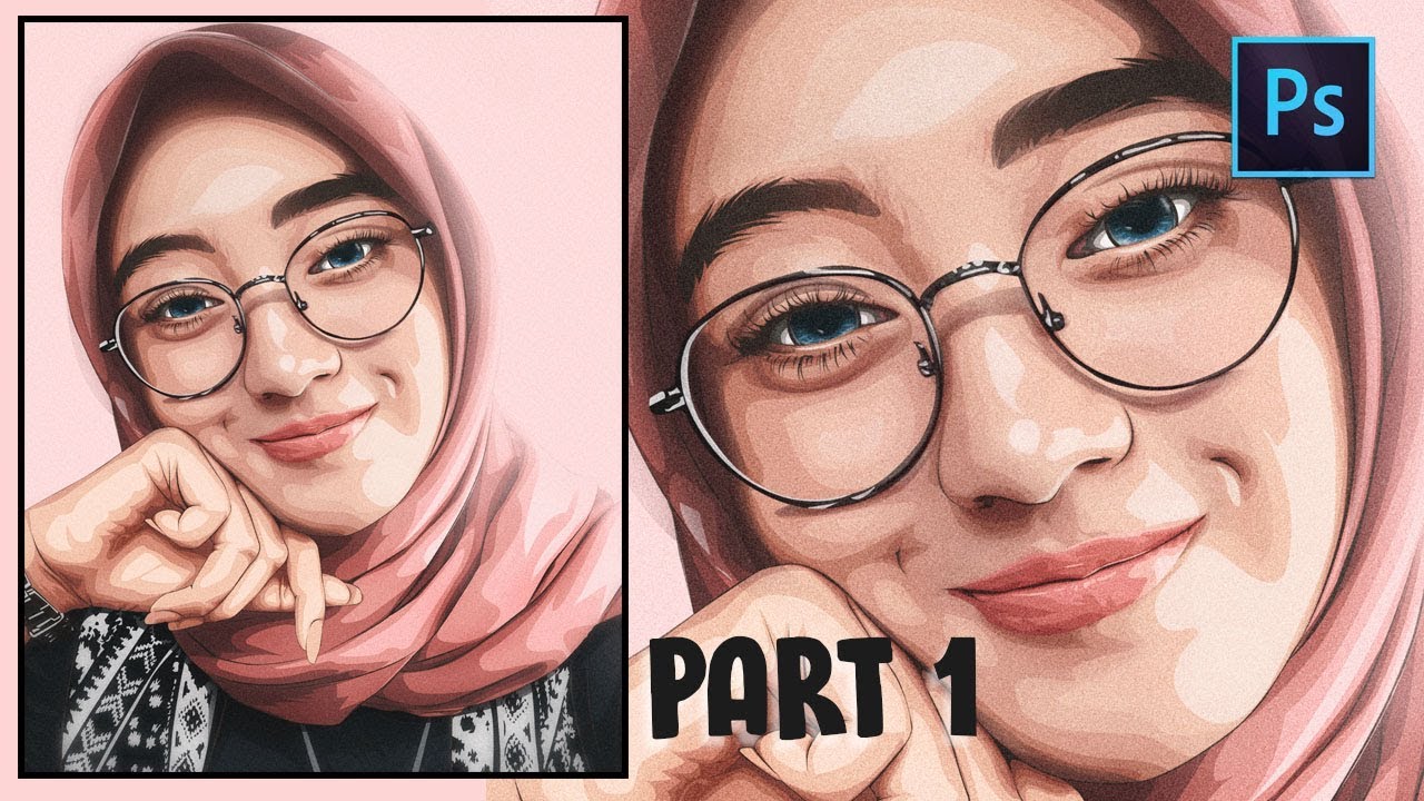[ Photoshop tutorial ] Vector Vexel Hijab - Part 1 LINE ART
