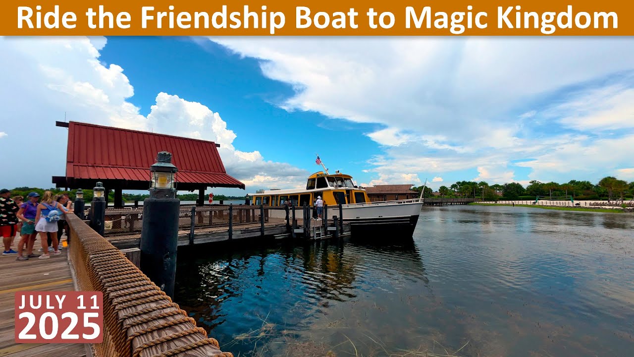 Ride the Friendship Boat to Magic Kingdom from Polynesian Village via Seven Seas Lagoon