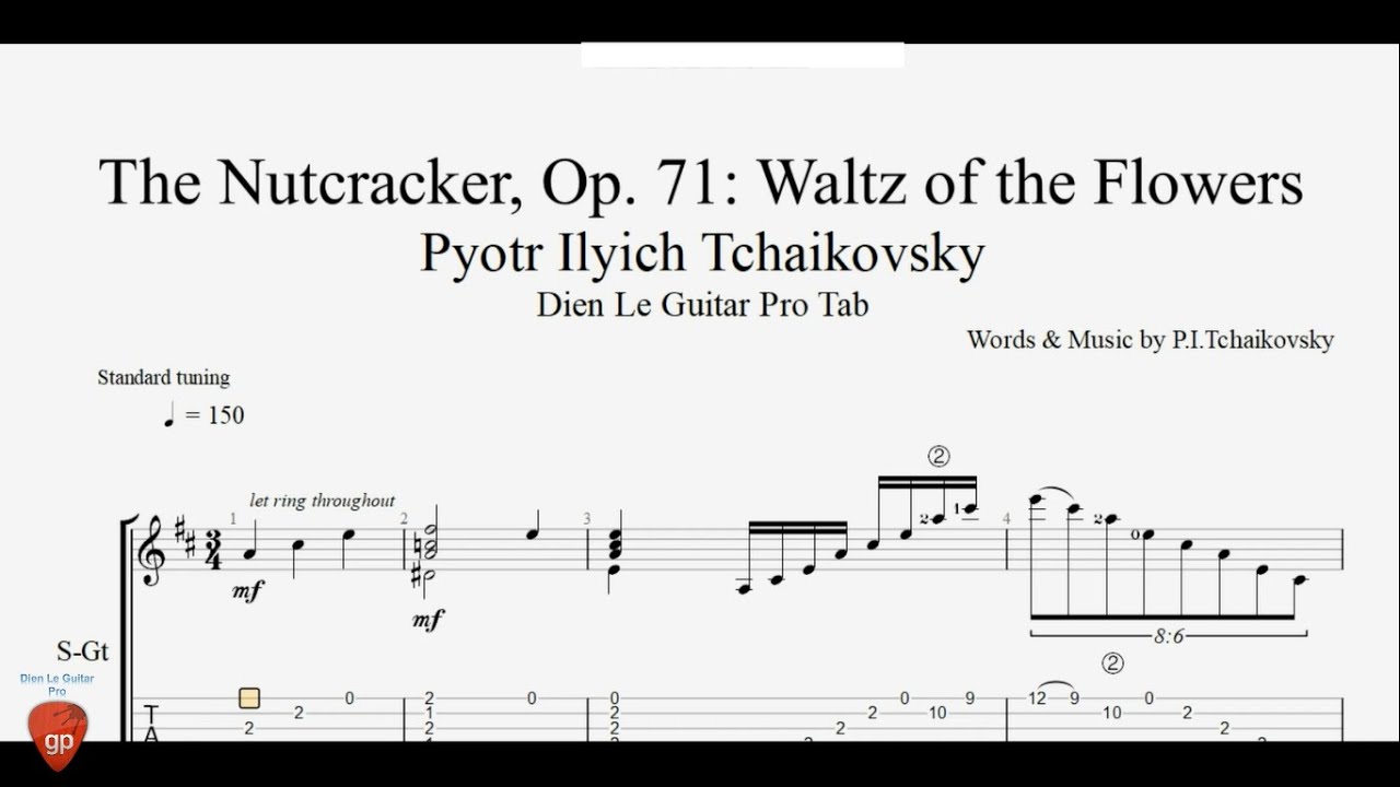 Pyotr Ilyich Tchaikovsky - The Nutcracker, Op. 71 Waltz of the Flowers - Guitar Lesson Tabs