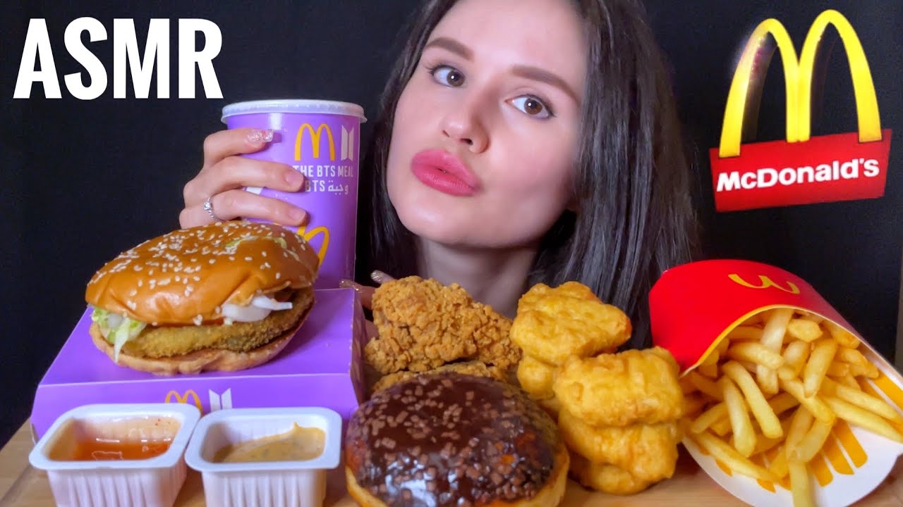ASMR MCDONALD’S MUKBANG (No Talking) BTS MEAL + SPICY BURGER + MC CHICKEN WINGS + CHOCOLATE DONUT