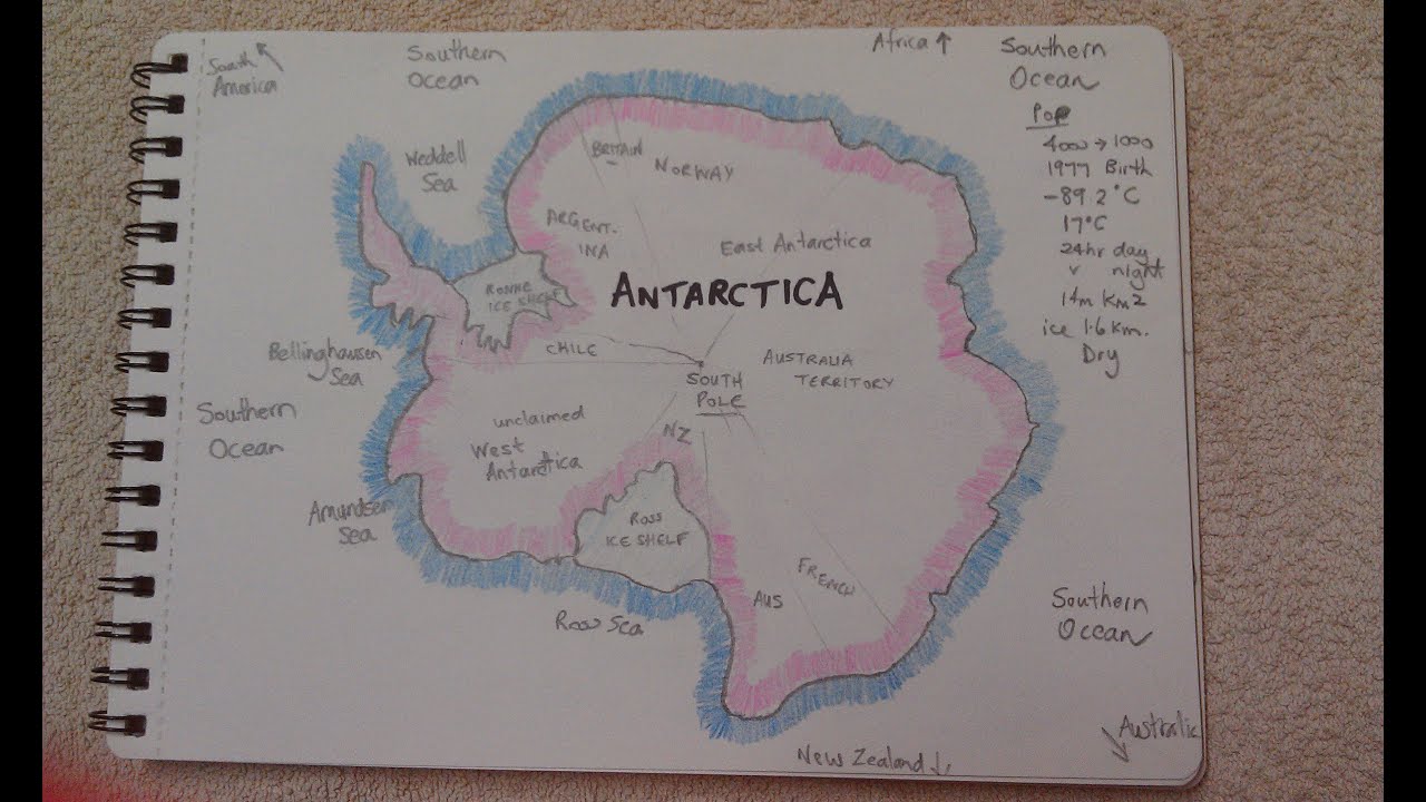 ASMR - Map of Antarctica - Australian Accent - Chewing Gum, Drawing & Describing in a Quiet Whisper