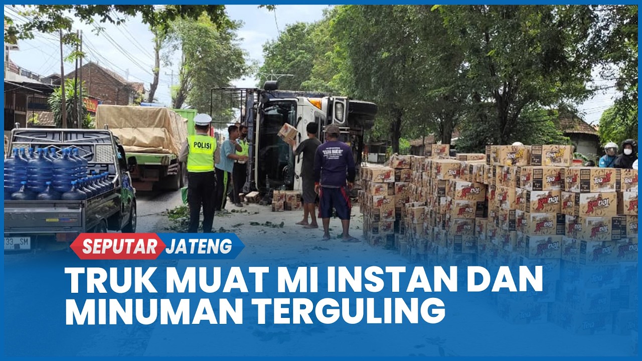 Muatan Truk Muat Mi Instan Terguling di Area Perbaikan Pantura Kendal, Arah Semarang Macet Parah
