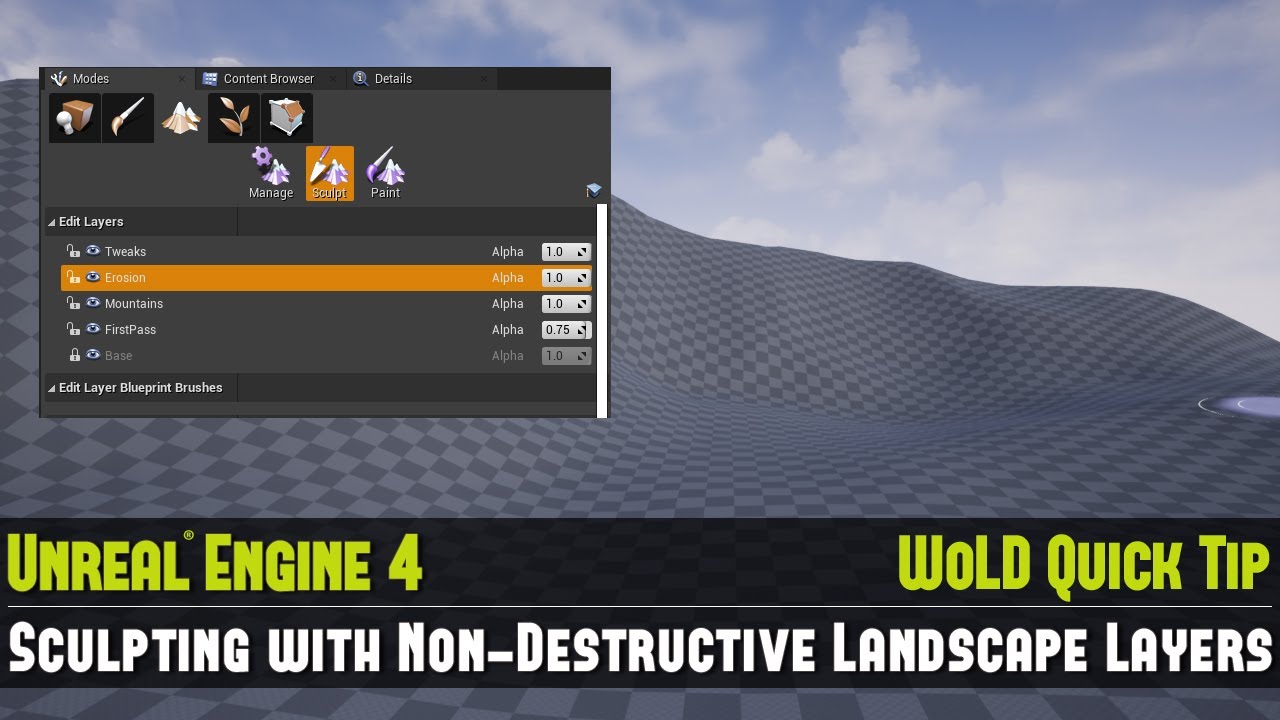 UE4 Quick Tip #14: How to Sculpt with Non-Destructive Landscape Layers 4.24+