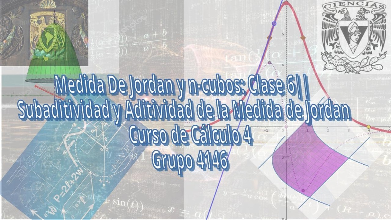 Cálculo 4|| Clase 6: Subaditividad y Aditividad de conjuntos Jórdan-Medibles.