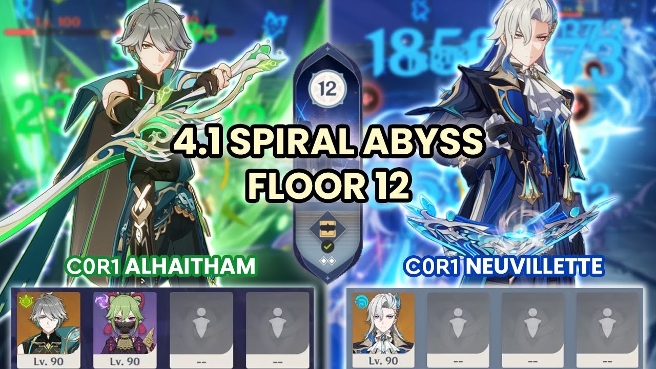 4.1 Spiral Abyss C0 Alhaitham Duo & C0 Neuvillette Solo Floor 12  | Genshin Impact