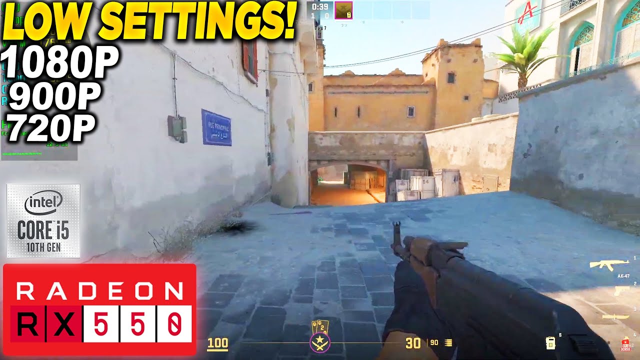 Counter Strike 2 RX 550 - 1080p 900p 720p Low,