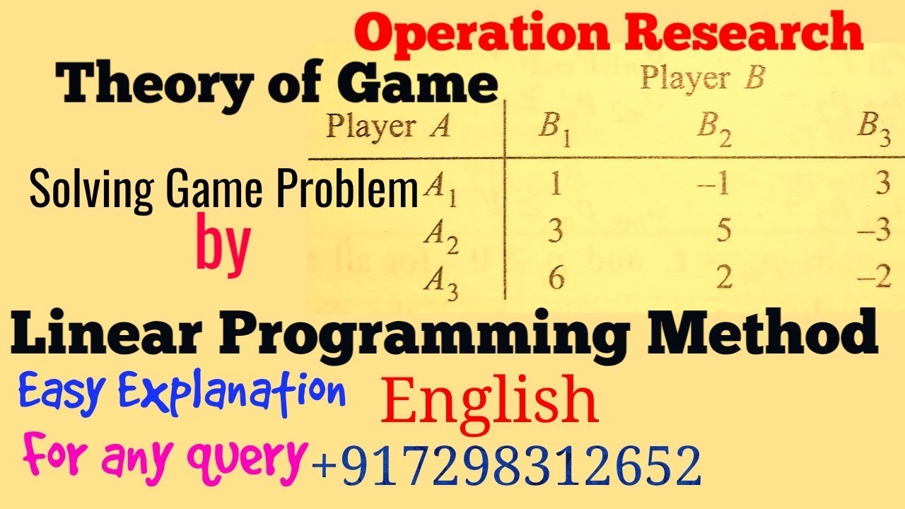 Solving Game Problem by Linear Programming Method in English|Simplex Method for Finding value ofGame