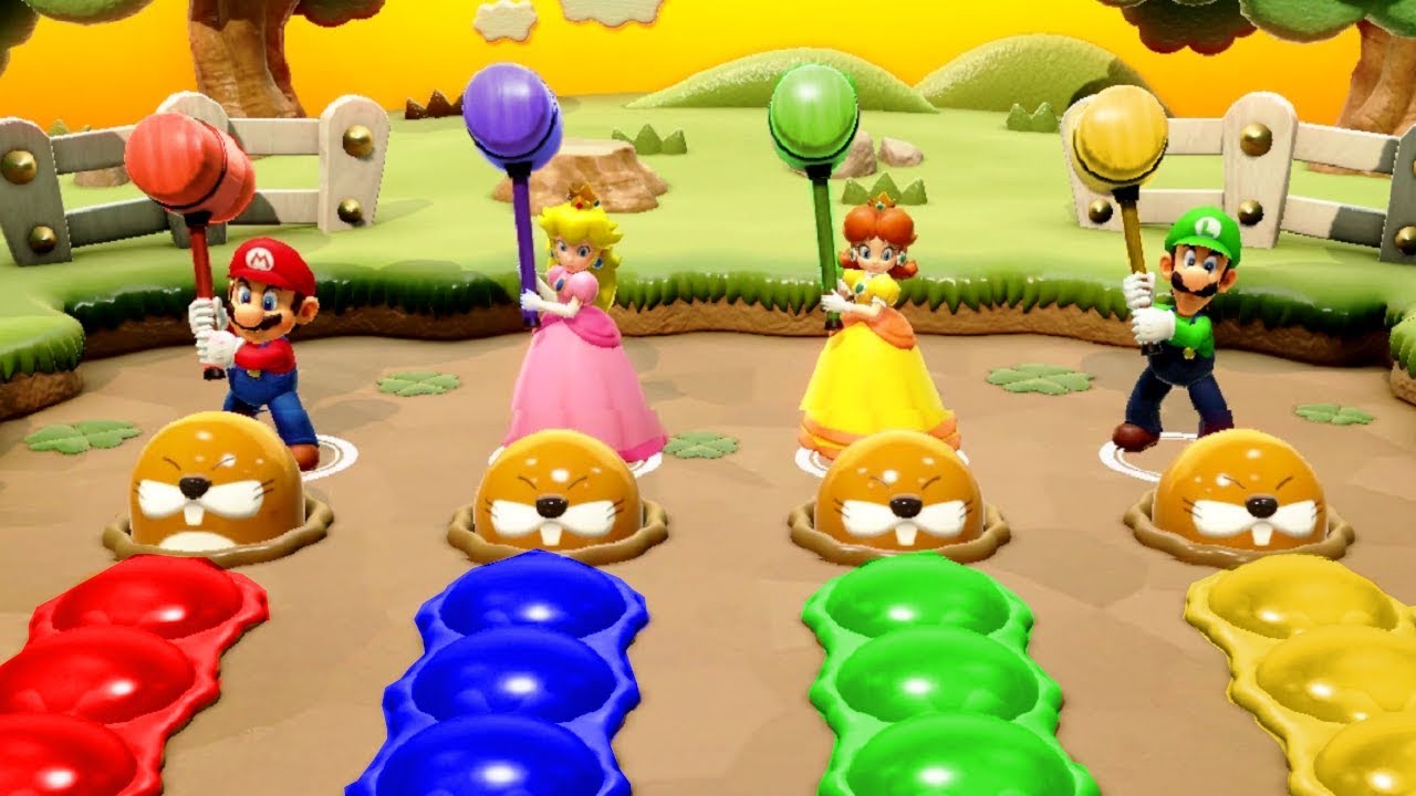 Super Mario Party - Minigames - Mario vs Luigi vs Peach vs Daisy
