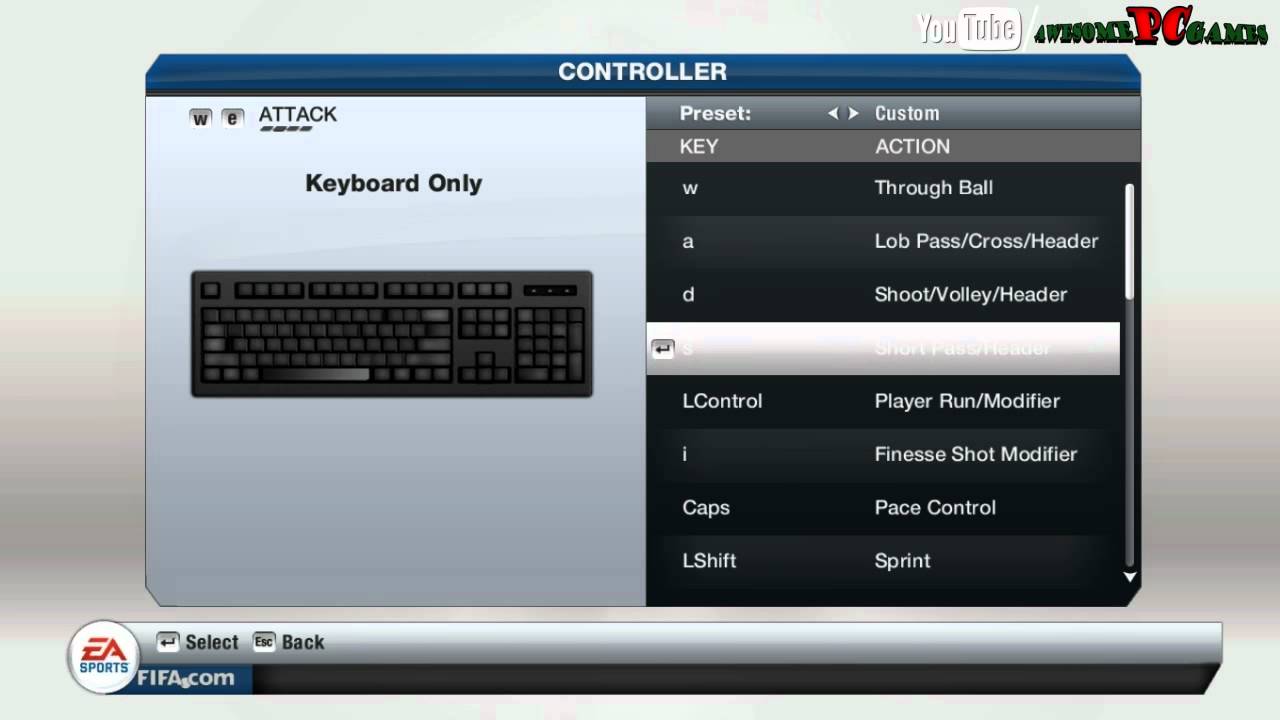 FIFA 13 Controls for keyboard