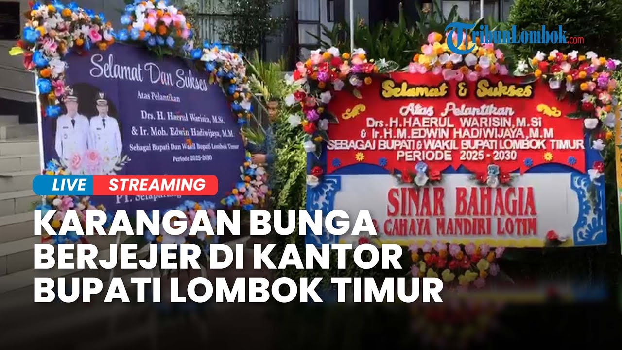 Pelantikan Bupati dan Wakil Bupati Lombok Timur, Karangan Bunga Berjejer di Depan Kantor
