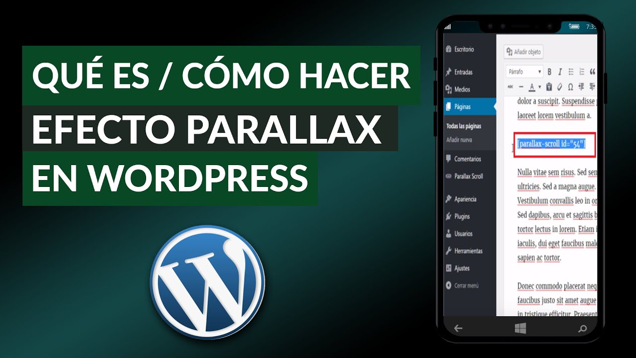 Qu&eacute; es y C&oacute;mo Hacer un EFECTO PARALLAX en WordPress