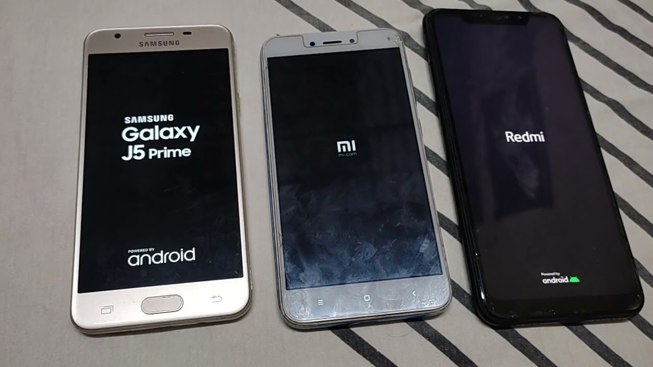 Samsung j5 prime vs Redmi 5A vs Redmi Note 6 pro reboot speed test / redmi, Samsung Bootanimation