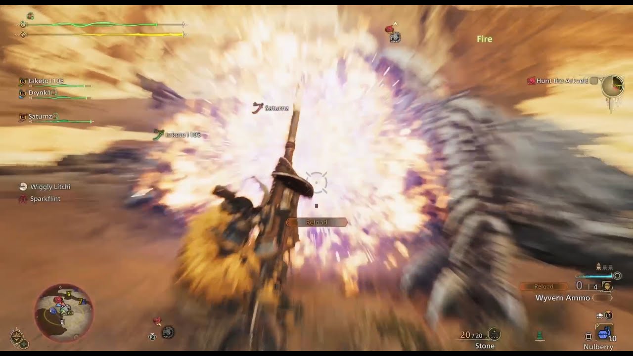 Monster Hunter Wilds - 15 Minutes of Arkveld Hunt (OBT2) | Heavy Bowgun (with Random Teammates)