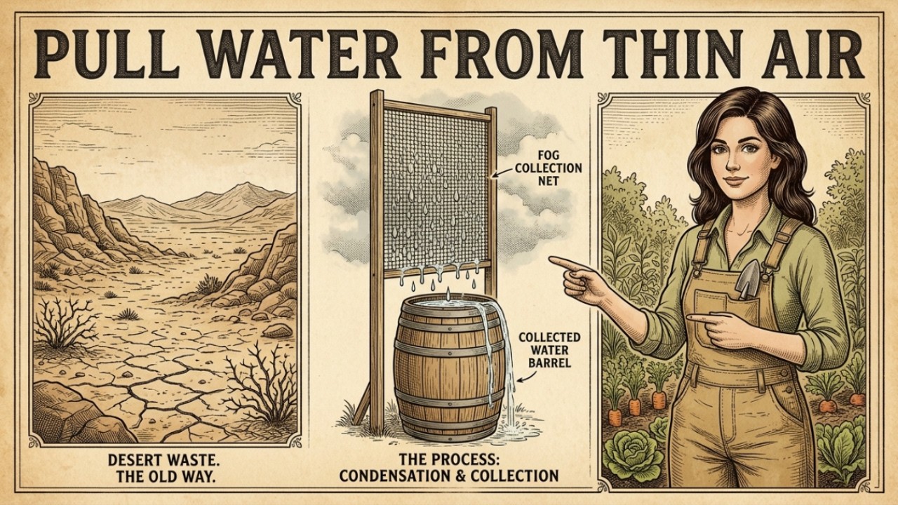 A $25 Fog Collector Fills a 50-Gallon Tank Every Morning — The Atacama Mesh System