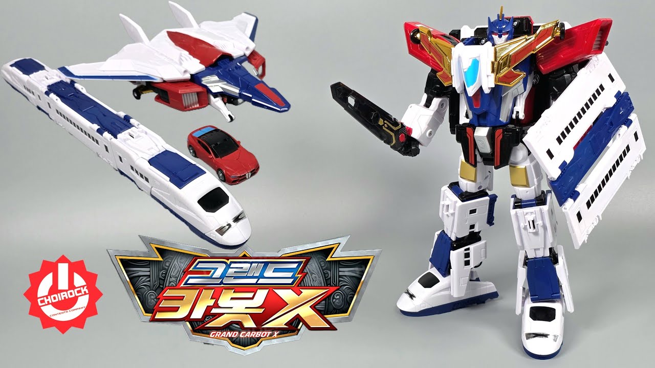 헬로카봇 용사 그랜드 카봇X 전투기 기차 자동차 3단 합체 로봇 장난감 변신 리뷰 Hello Carbot Grand Carbot X Transformation