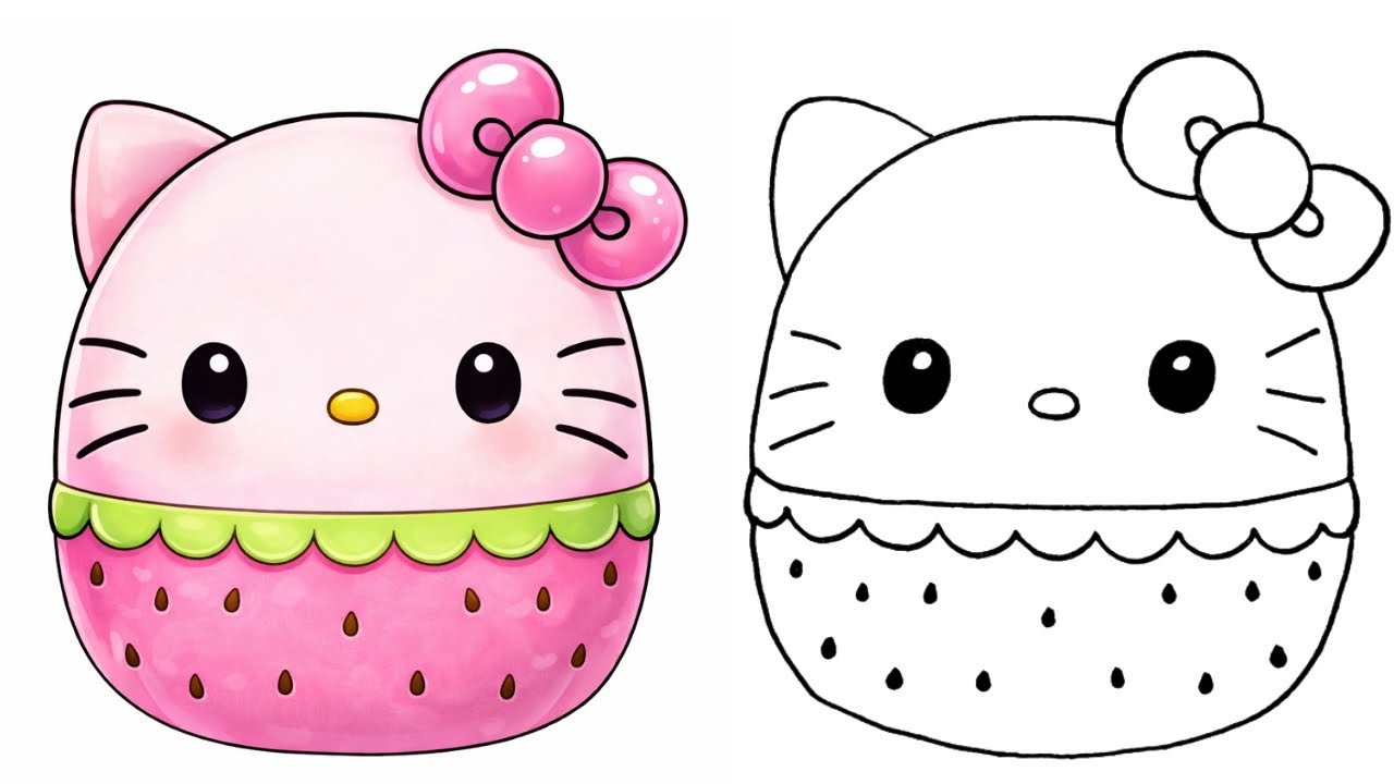 Hello Kitty Çilek Nasıl Çizilir? 🍓 Squishmallows 