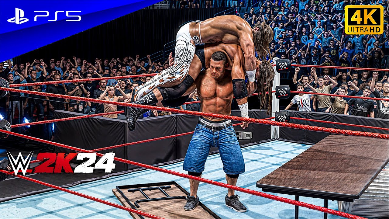 WWE 2K24 - John Cena vs. Triple H vs. Shawn Michaels | Triple Threat Extreme Rules | PS5™ [4K60]