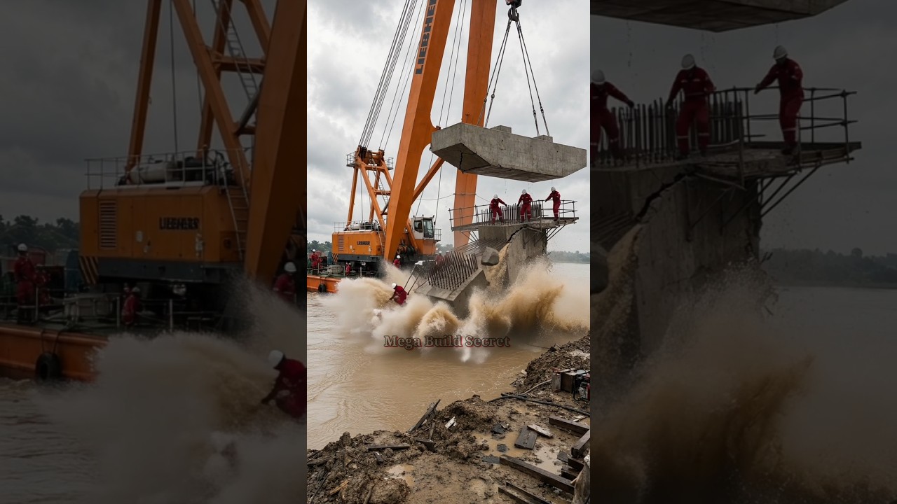 CRANE DISASTER: Massive Bridge Pier Collapses During Heavy Lift! 😱