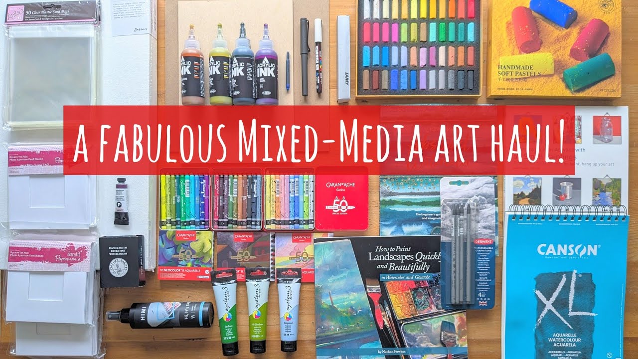Trying Out Fun New Mixed-Media Art Supplies & Art Book Haul! Holbein Acrylic Inks, New Neocolor 2's