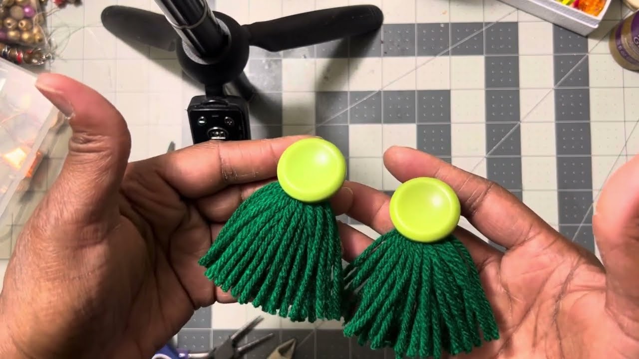 How to make clip on button tassel earrings, jewelry Idea# jewelry idea #JewelryDesign #Earrings