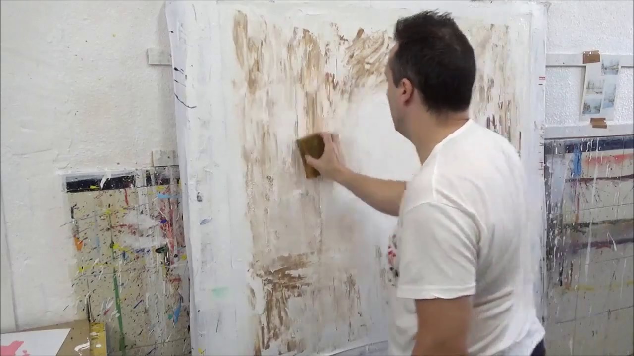 La pintura ABSTRACTA  Fácil con ACRÍLICOS  / textura / ESPONJA / Abstracto 17