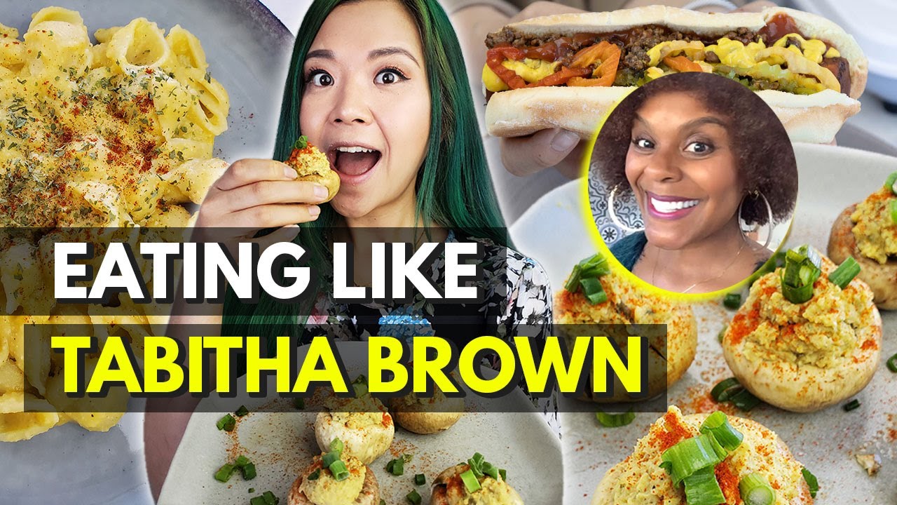 I Ate Like TABITHA BROWN~ Carrot Hot Dogs?! Vegan Devilled Eggs, Vegan Mac & Cheese!