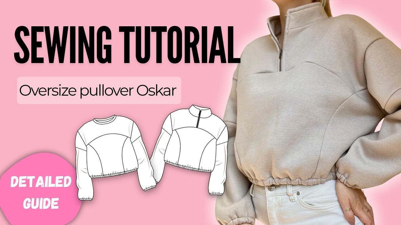 Sewing tutorial half zip / crew neck oversize pullover Oskar / detailed instructions + pattern