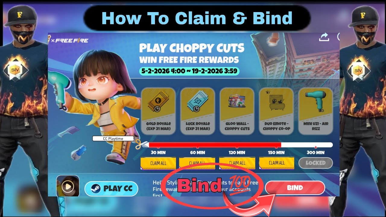 How to claim & bind 'Choppy Cuts' event in FF | Choppy Cuts | Viral Video | Subscribe me 