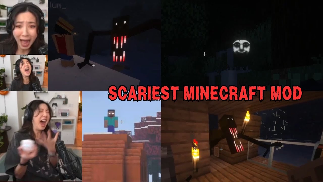 Compilation of Fuslie Getting JUMPSCARED and TERRIFIED in a Horror Minecraft Mod