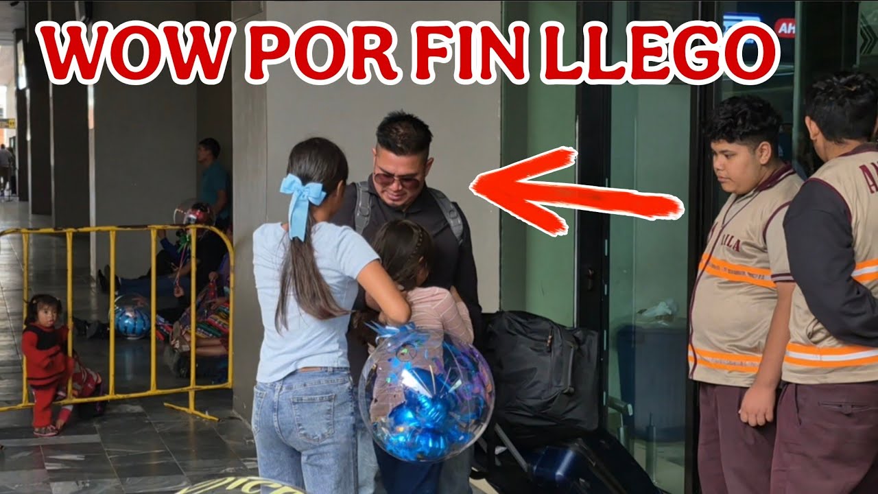 Por fin llegó el hermano de MAYCOL sus sobrinas corren abrazarlo 