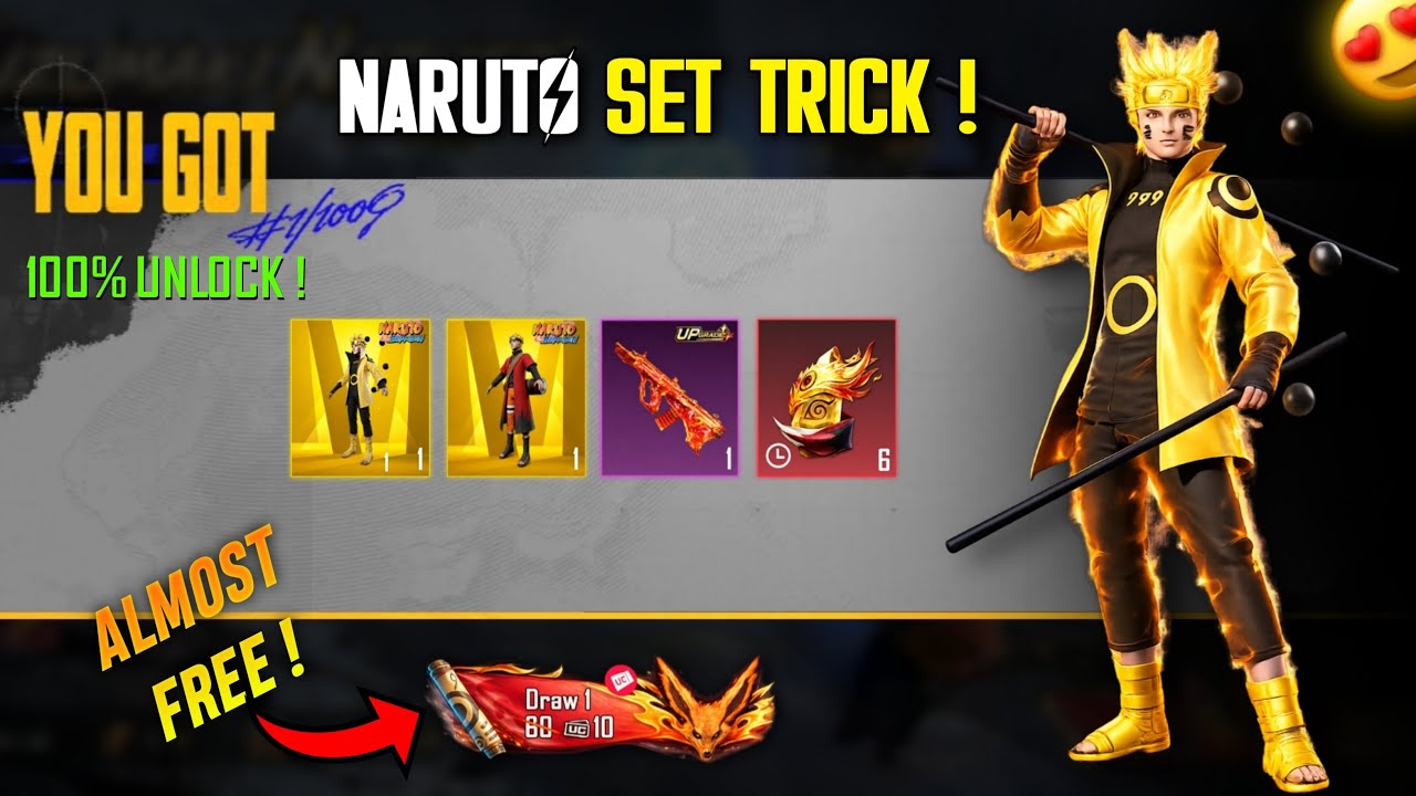 🔥6 GEMS TRICK | FREE NARUTO ULTIMATE SET & NARUTO AUG GUN SKIN | Naruto Ultimate Set Crate Opening