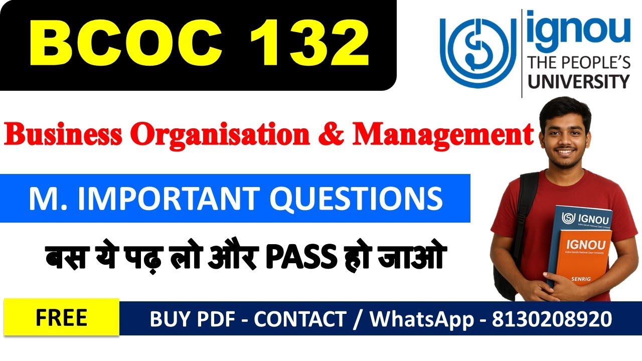 IGNOU BCOC-132 Most Important Questions 2025 | Business Organisation & Management Solved Paper