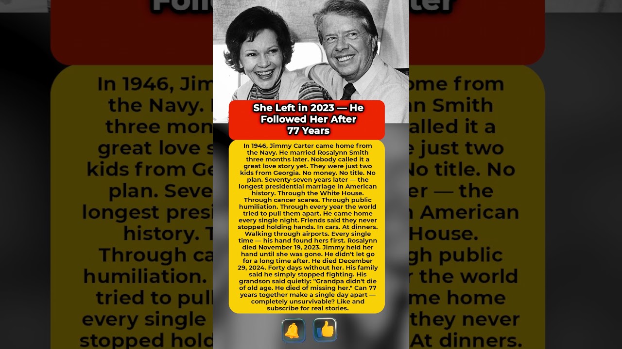 She Left in 2023 &mdash; He Followed Her After 77 Years #JimmyCarter #love #loyalty