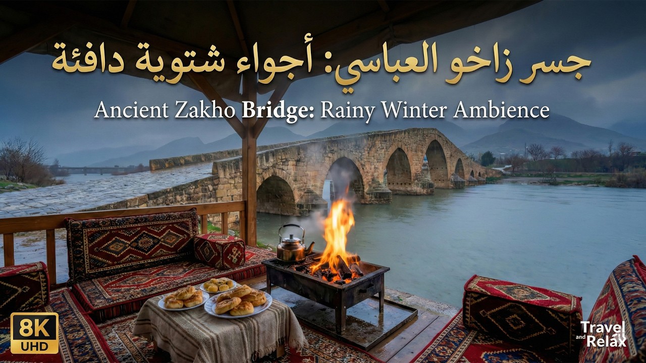 جسر زاخو العباسي: أجواء ممطرة وجلسة شاي كردية دافئة 🇮🇶 | استرخاء في قلب تاريخ كردستان