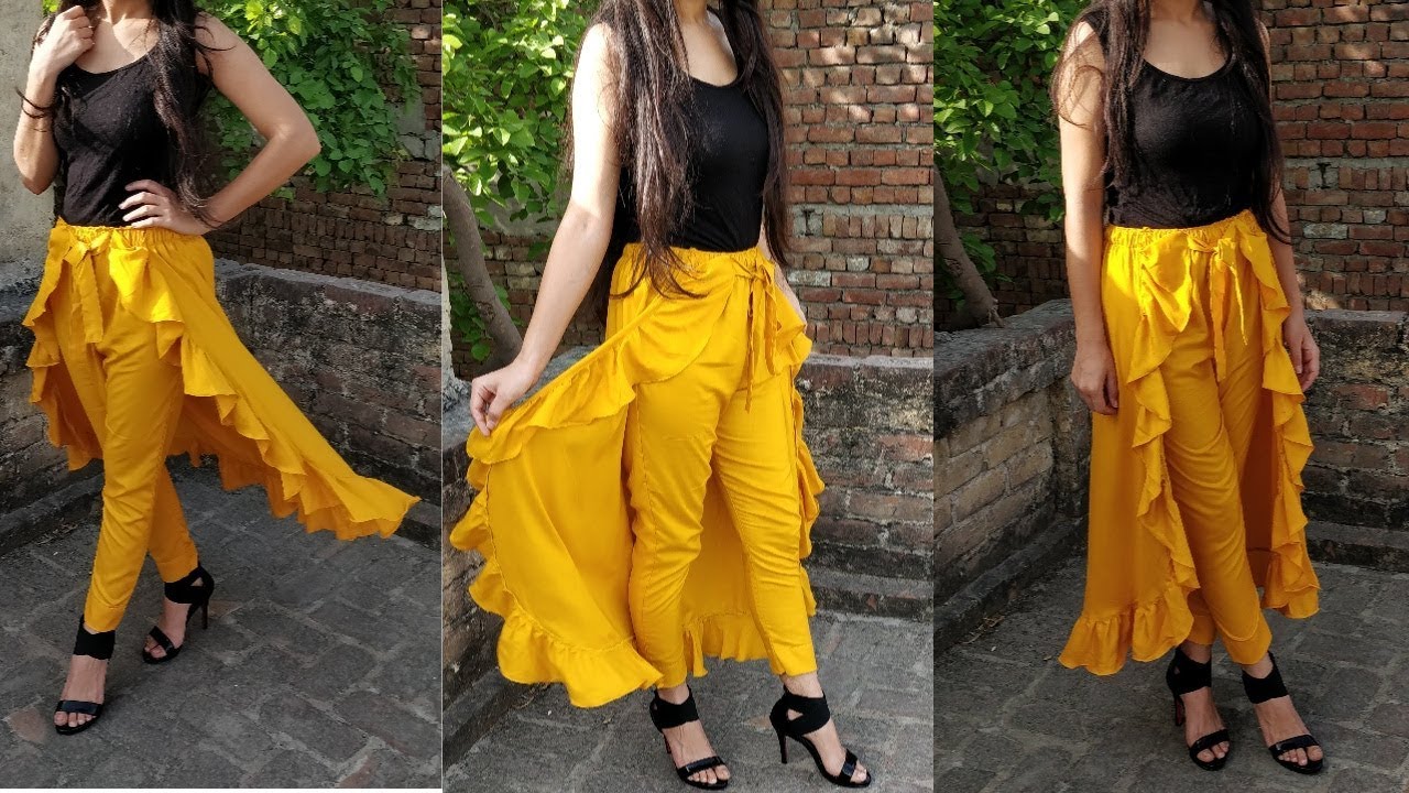 Cascading ruffle pant cutting and stitching