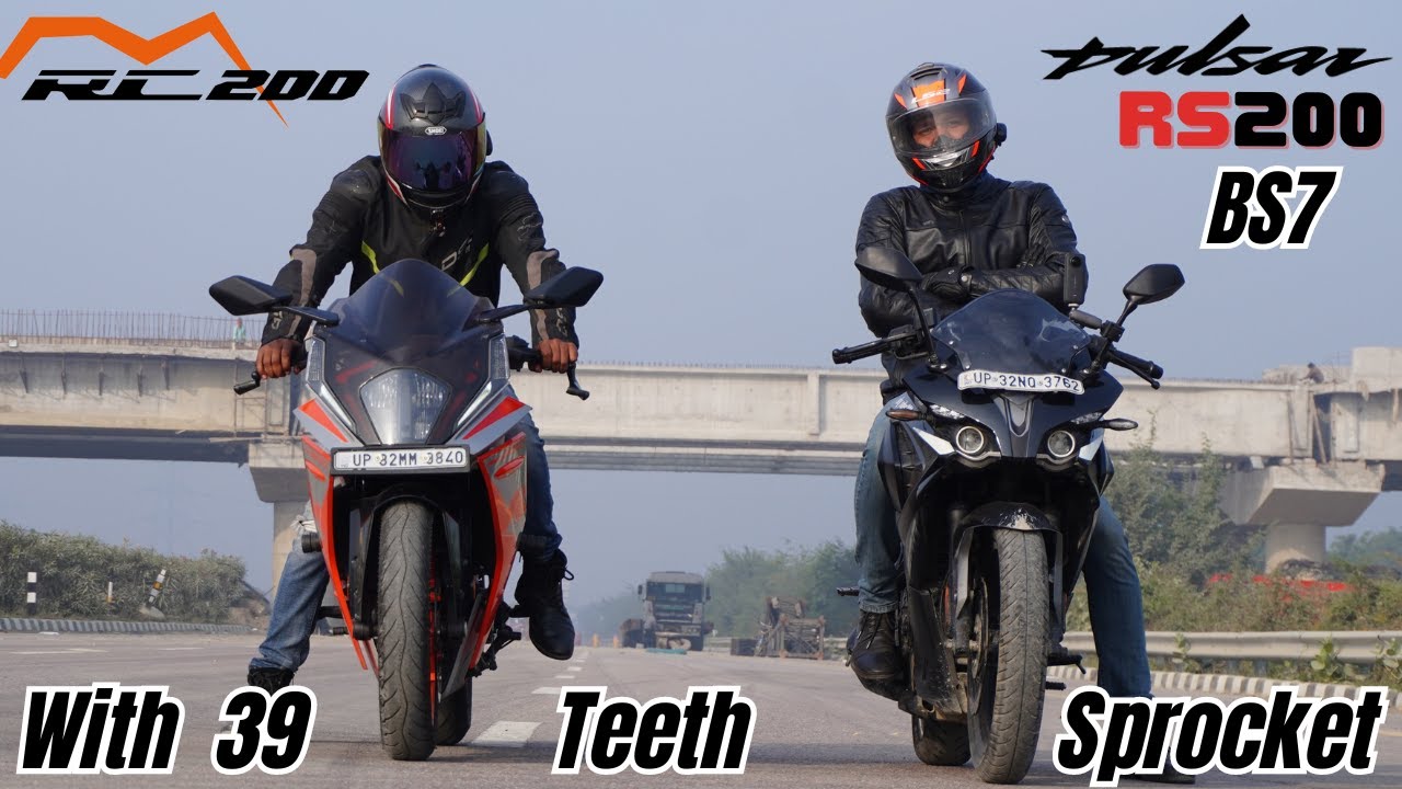 Bajaj Pulsar RS200 BS7 with 39 Teeth Sprocket vs KTM RC200 Drag Race