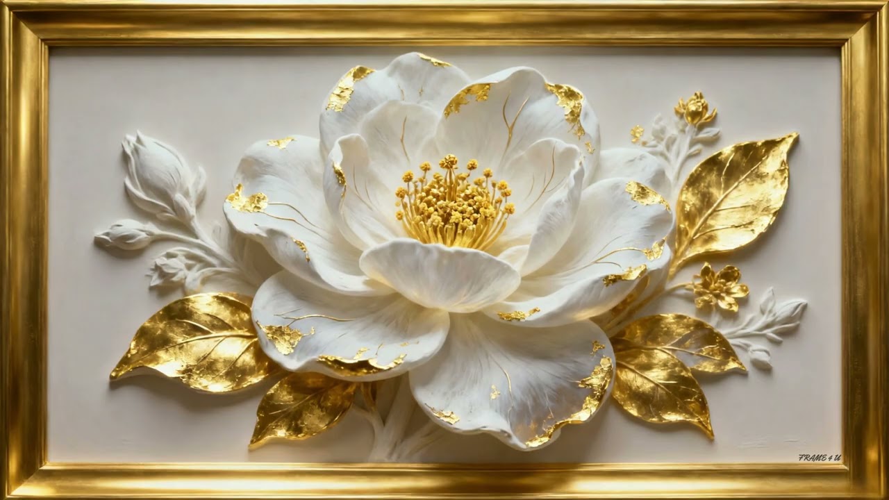 Stunning 3D Flower Wall Art | 2 Hour Golden Frame TV Art | Ultra HD Aesthetic View
