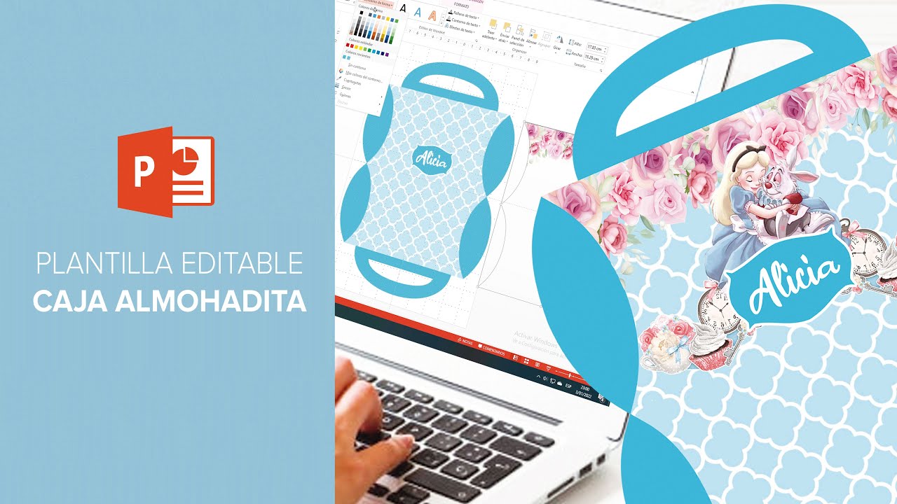 Cómo hacer cajita almohadita en PowerPoint( EDITABLE GRATIS) para FIESTAS INFANTILES - CUMPLEAÑOS