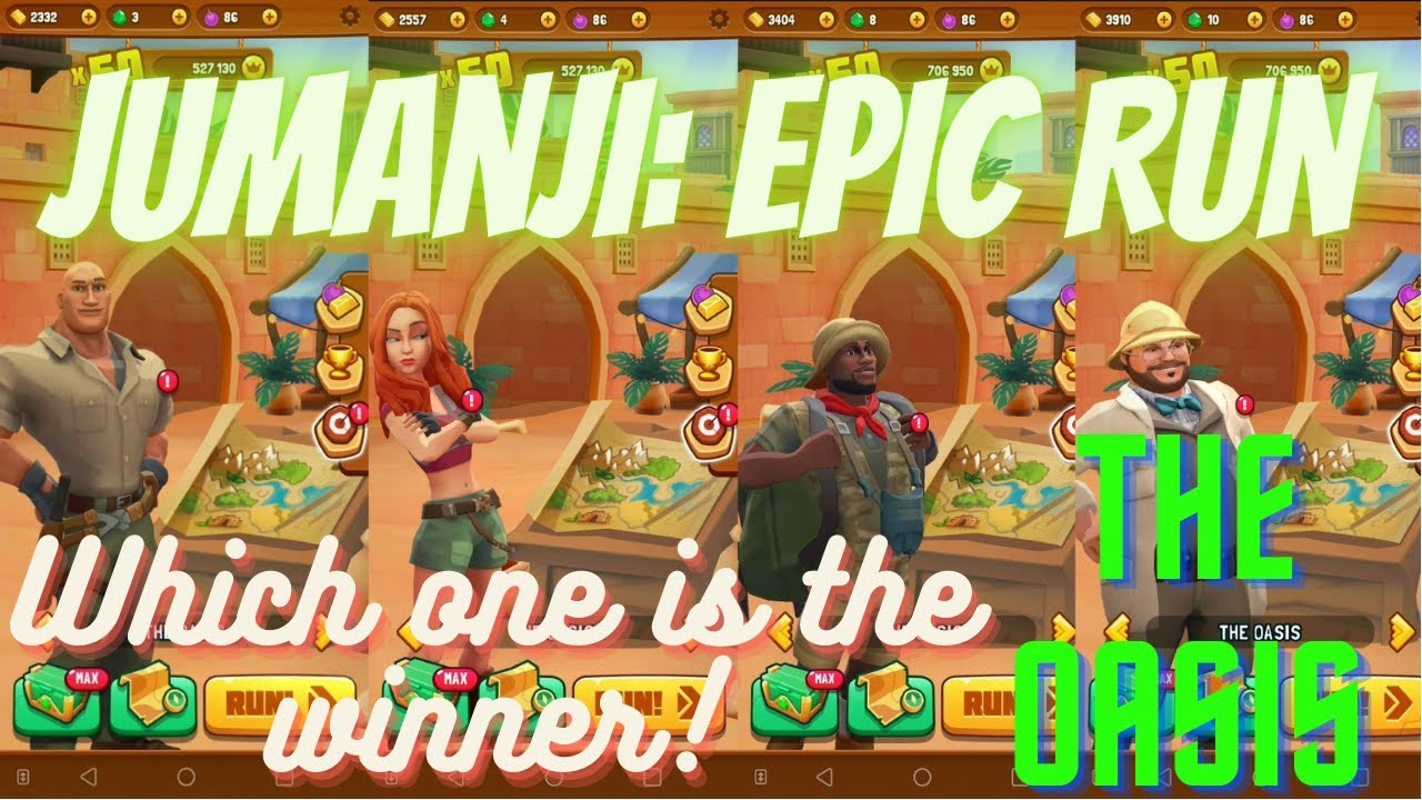 Jumanji: Epic Run - the oasis. Which one is the winner?