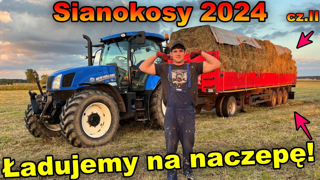 Sianokosy 2024 cz. II | Załadunek siana na naczepę ciężarową | Tak jeszcze kostek nie ładowaliśmy 😁